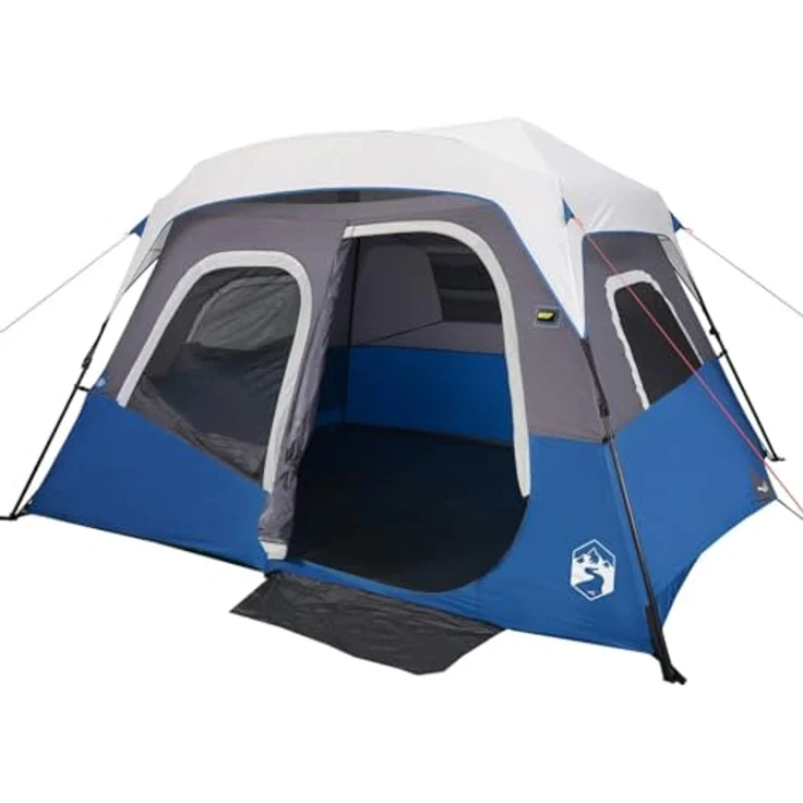 vidaXL Familienzelt, Campingzelt für 6 Personen mit LED-Beleuchtung, Quick Release Aufbau, abnehmbares Überzelt, hellblau – Bild 1