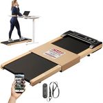 Skandika Walking Pad Nordik K6-H, Laufband für zuhause mit 6 km/h, LED-Display, Fernbedienung und Kinomap, elegantes Design mit Echtholz-Details für Büro und Home Office