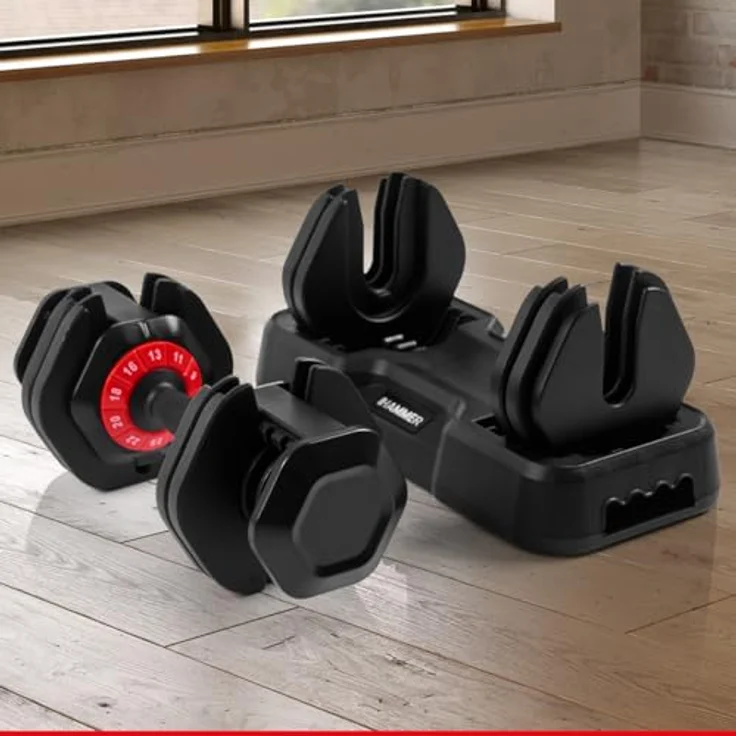 HAMMER Hantel StrongLock 4.0, Smartes Hantelsystem mit Quick-Select Gewichtsverstellung (25 kg) für effektives Workout – Bild 3