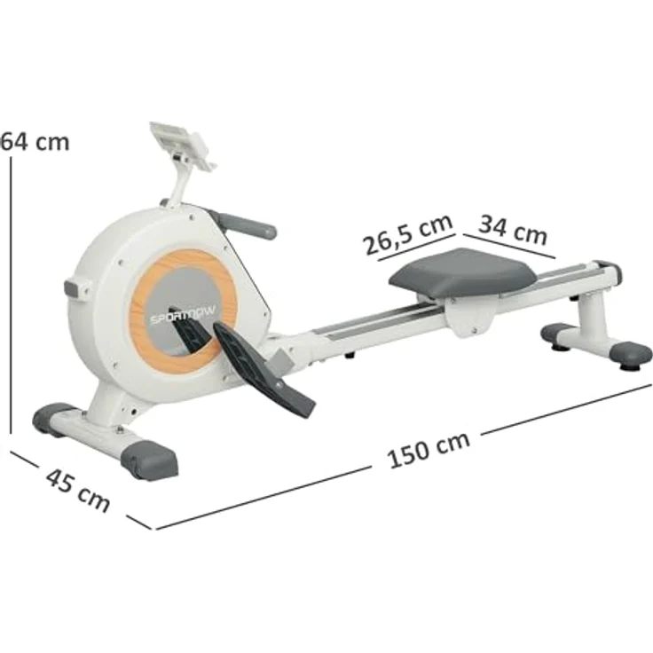 SPORTNOW Rudergerät für Zuhause, Magnetisches Rudergerät mit 16 Widerstandsstufen, LCD-Monitor, Telefon-/IPAD-Halter, belastbar bis 150kg – Bild 5