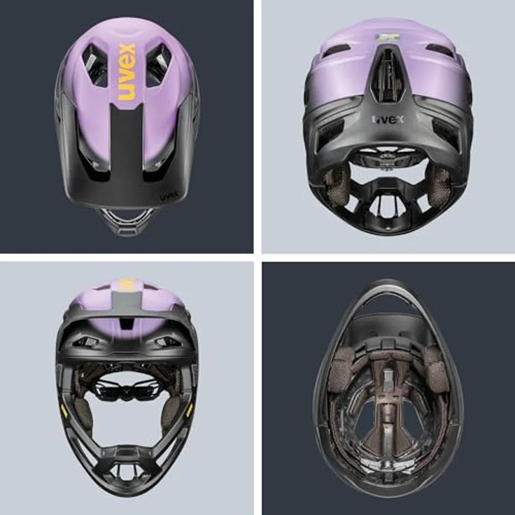 Uvex Sports Revolt Integral, Downhill- und MTB-Helm mit integrierter Sonnenblende, lila-schwarz, Größe 57-61 cm – Bild 4