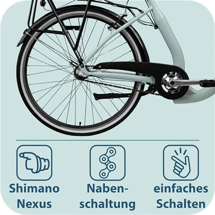 Tretwerk Linea E Bike, 28 Zoll Damen Pedelec mit 3 Gang Nabenschaltung, Elektro Fahrrad Citybike retro Tiefeinsteiger, hellblau, bis 95 km Reichweite – Bild 6