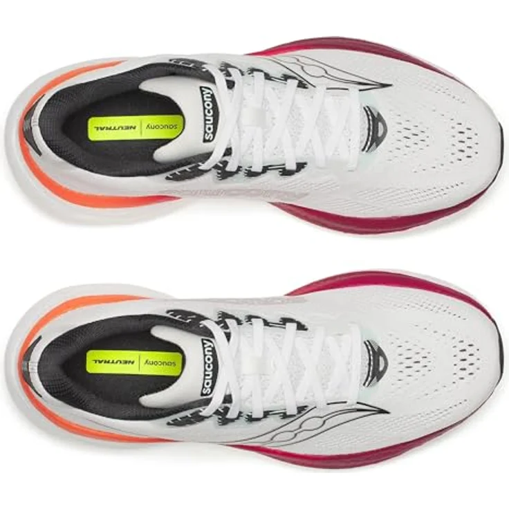 Saucony RIDE 19 Herren Laufschuhe, WHITE/CRIMSON, für Normalpronierer, atmungsaktives Mesh, PWRRUN+ Zwischensohle, 8 mm Sprengung – Bild 5