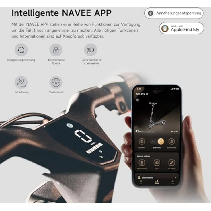 NAVEE ST3 PRO E-Scooter ABE Zertifiziert - 450W 75KM Vierfachaufh?ngung-Federungssystem – Bild 5