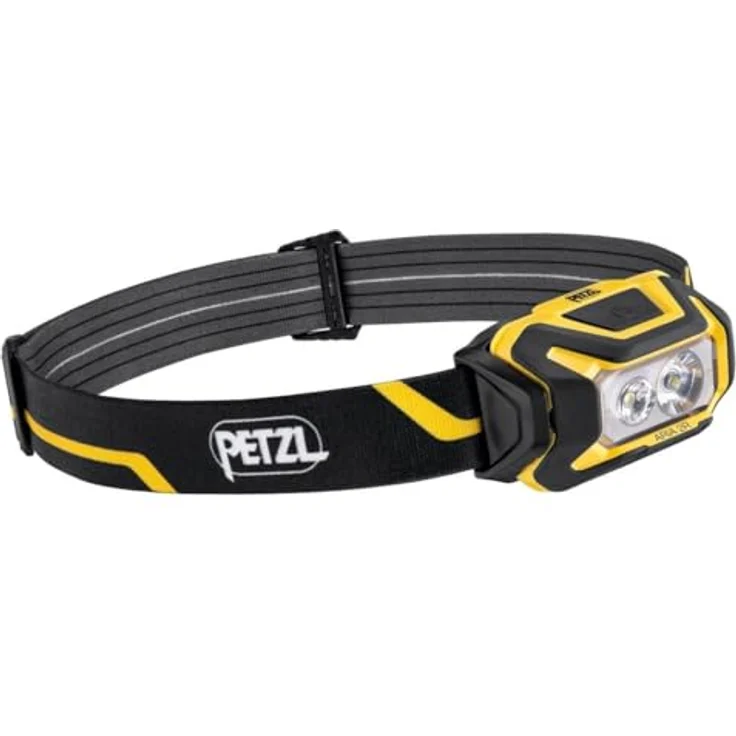 PETZL ARIA 2R Stirnlampe, Schwarz/Gelb, 600 lm, robust, wasserdicht (IP67), wiederaufladbar über USB-C – Bild 1