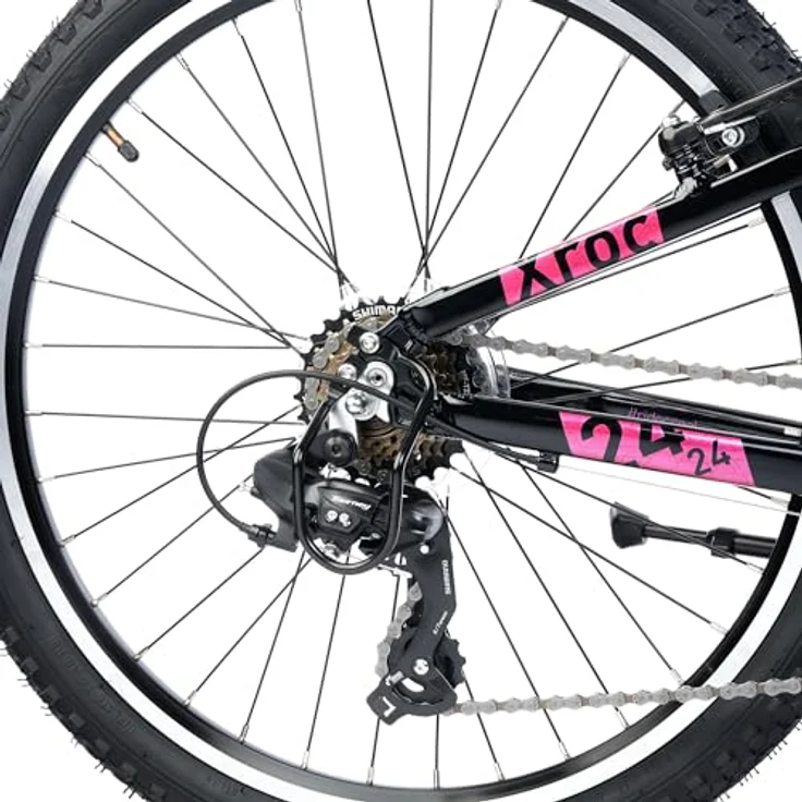 S’COOL Xroc pro Mountainbike, 20/24/26 Zoll, 7-Gang Kettenschaltung, Alu-Hardtail für Kinder 6–12 J., Farbe: Neon Green/Ocean (Oxid/Pink) – Bild 5