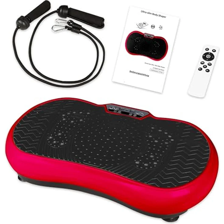 Coradoma Vibrationsplatte Ultra Slim, Fitnessgerät mit Bluetooth, 300 Watt, inkl. Power Dehnbänder, max. 120 kg, Oszillation für Zuhause – Bild 1
