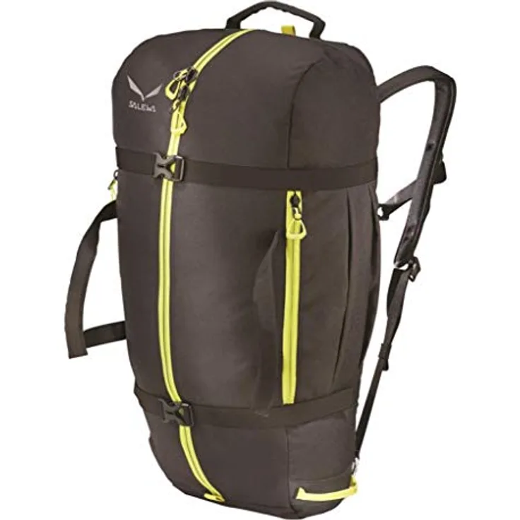 SALEWA ROPEBAG XL, Black/Citro, 30L - Großer Seilrucksack aus 600D Polyester mit ergonomischer Rückenstütze