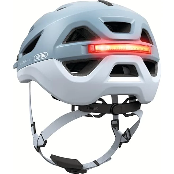 ABUS Urban-I 4.0 ACE, Fahrradhelm mit aufladbarem Rücklicht, 4 Leuchtmodi, Schirm, Zopf-Öffnung, magnetischem Verschluss, Größe S, blau – Bild 6