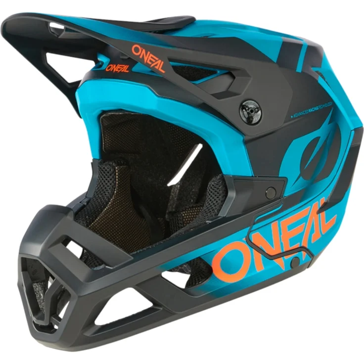 O'Neal SL1 Helm STRIKE, leichter Enduro Full-Face Helm mit optimaler Belüftung, schwarz/blaugrün – Bild 1