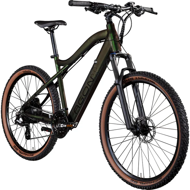 Agon Alpha E Bike Mountainbike Herren oder Damen 27,5 Zoll Pedelec 170 - 190 cm, sunrise black metallic