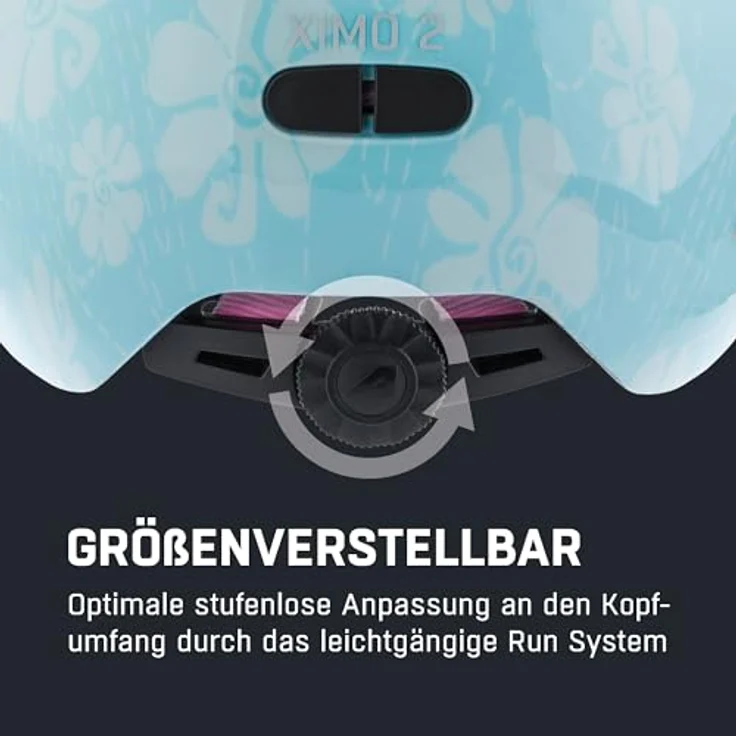 ALPINA Ximo Kinderfahrradhelm, Leicht, Bruchfest, mit optionalem LED-Licht, Aqua Rose Flower Gloss, Größe 47-51 – Bild 5