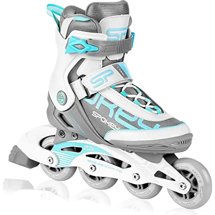 SPOKEY Prime PRO Inline Skates für Erwachsene, max. 100 kg, Alu-Schienen, ABEC-9 Carbon Kugellager, PU Rolle 82A, Ø 80 mm, anatomische Innensohle, Heelock, grau oder schwarz – Bild 5