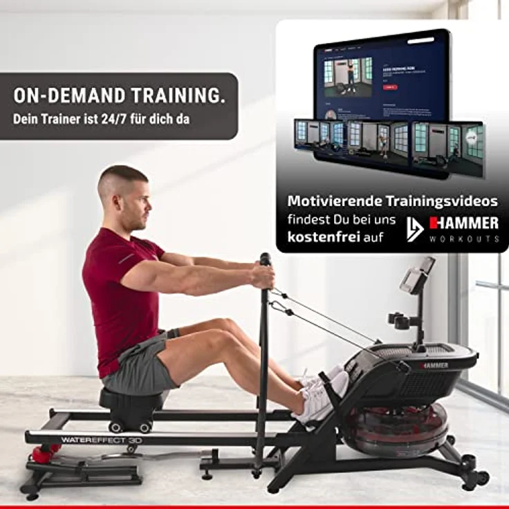 HAMMER Wasser-Rudergerät WaterEffect 3D, klappbar, 4 Rudervarianten, 19 Programme – Bild 2