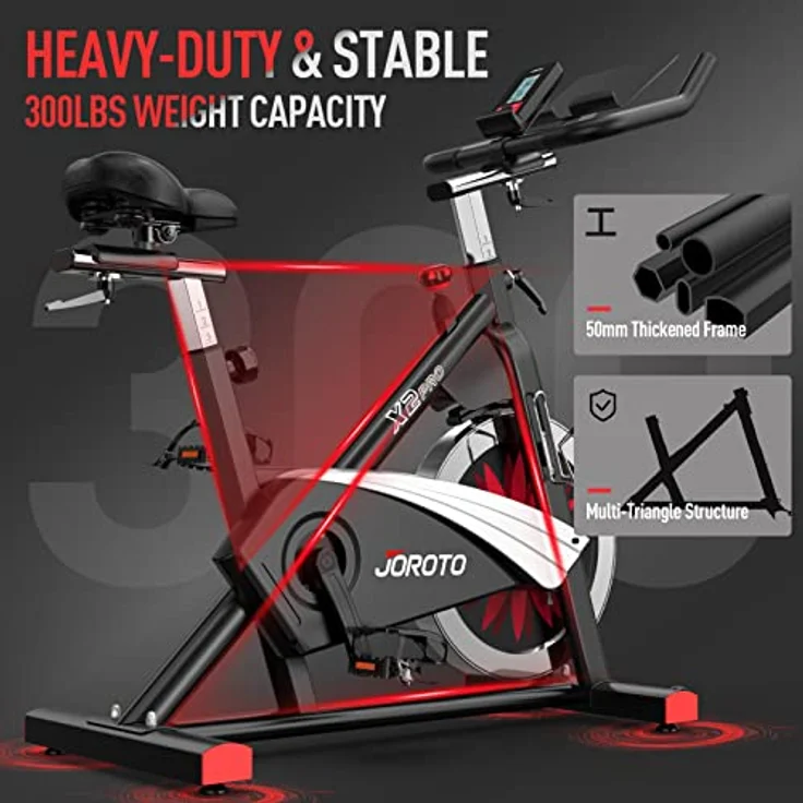 JOROTO Ergometer Heimtrainer X2PRO Bluetooth Hometrainer Fahrrad, Indoor Cycling Bike Speedbike mit Kraftvoller Magnetbremse & Riemenantrieb - ca. 150kg Belastbar – Bild 2