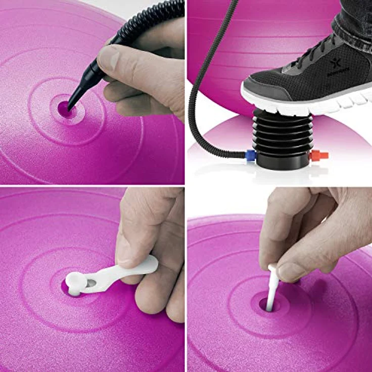 BODYMATE Gymnastikball Sitzball Trainingsball mit GRATIS E-Book inkl. Luft-Pumpe, Ball für Fitness, Yoga, Gymnastik, Core Training, für starken Rücken als Büro-Stuhl Magenta 85cm – Bild 3