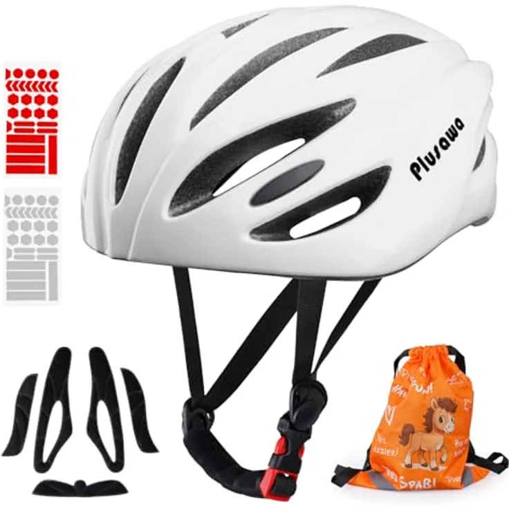 Tacklife Plusawa Kinder Fahrradhelm EN1078 CE zertifiziert, verstellbarer Kinnriemen, 3D DIY Aufkleber, reflektierende Sicherheitsaufkleber, für Fahrrad, Roller, Skateboard, Unisex, Größe S/M/L (50-60cm)