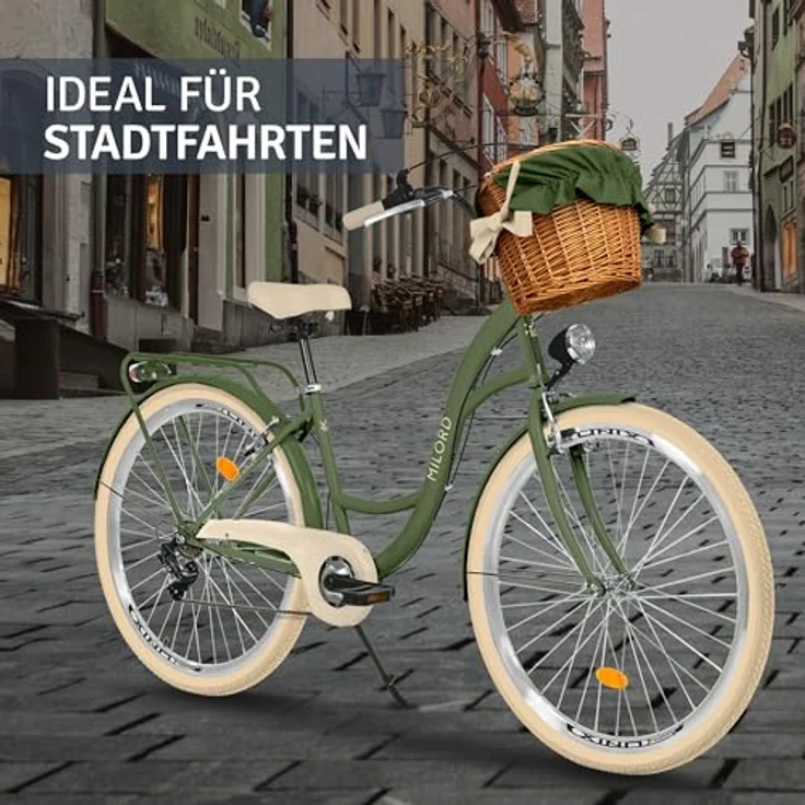 Milordbikes City-Fahrrad, Grün, 46 cm, Metallrahmen mit 700C x 35 mm Reifen, inkl. Träger und vormontierter Lieferung – Bild 6