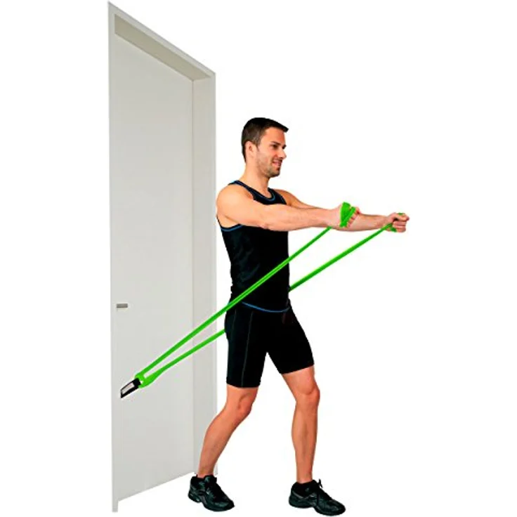 Sanctband Übungsband 2 m mit Türanker, mittel, grün, hypoallergen und langlebig – Bild 2