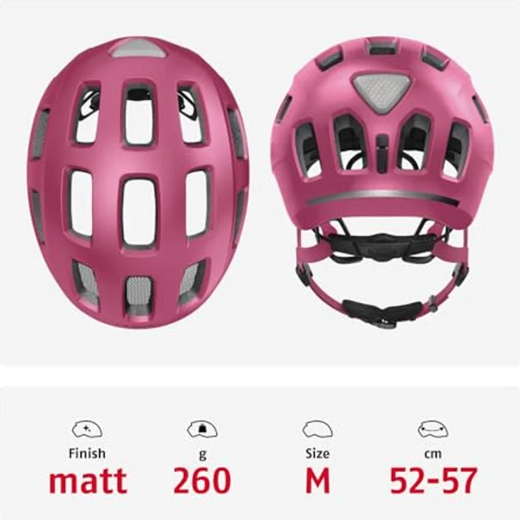 ABUS Youn-I 2.0, Fahrradhelm mit Licht für Kinder und Jugendliche, mono rot, Größe M – Bild 3