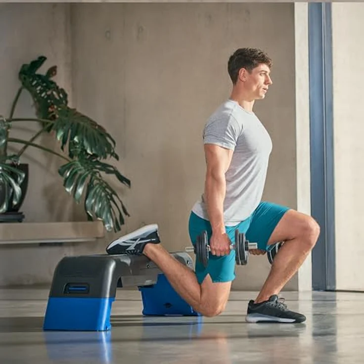 Reebok Deck Training Bench - Vielseitige Fitnessplattform mit 20+ Setup-Kombinationen, Neigungs- und Höhenverstellung, blau – Bild 6