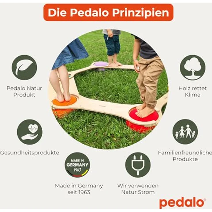 Pedalo® Stapelbaustein Balanciersteg, Kombination aus FSC-zertifiziertem Birkenholz und recycelbarem Kunststoff, für kreative Bewegungslandschaften in Naturfarbe – Bild 5