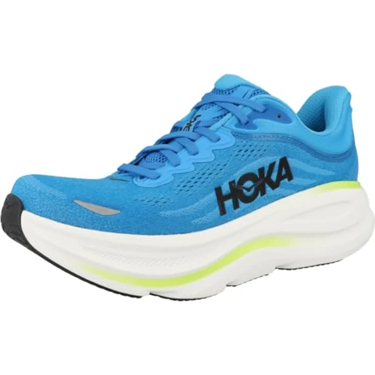 Hoka Bondi 9, Herren Laufschuhe, 100% vegan, atmungsaktives Obermaterial, leichte Ortholite-Einlegesohle, Active Foot Frame Technologie, blauer Farbton, Größe 45 1/3 – Bild 4