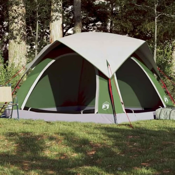 vidaXL Campingzelt, 4 Personen, wasserdicht mit abnehmbarem Überzelt, grün, 3,65 kg – Bild 2