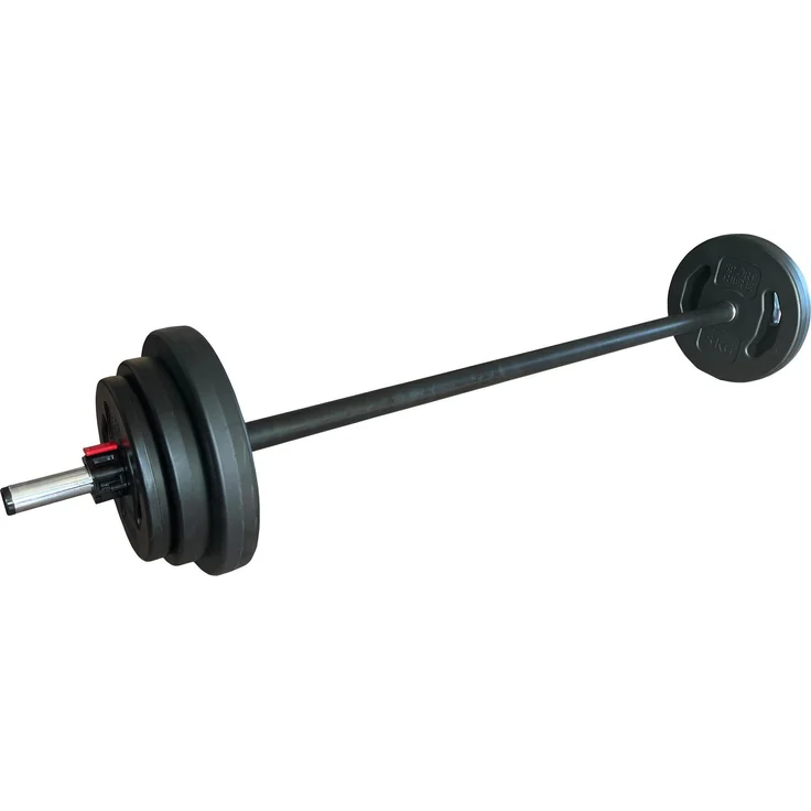 Sport-Thieme Langhantel-Set Pump, vielseitiges Krafttraining mit 40 kg Belastbarkeit, Schaumstoffgriff und Klappverschlüssen