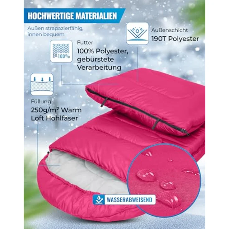 KingCamp Oasis Serie Deckenschlafsack mit Kopfteil, 220 × 75 cm, wasserabweisend, 3-Jahreszeiten, Komfortbereich 12°C bis -3°C – Bild 4