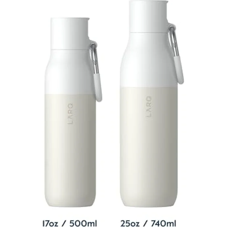 LarQ Insulated Bottle Granite White 500ml, mit Flip-Top Strohm und BPA-frei, 24h kühlhaltend – Bild 2
