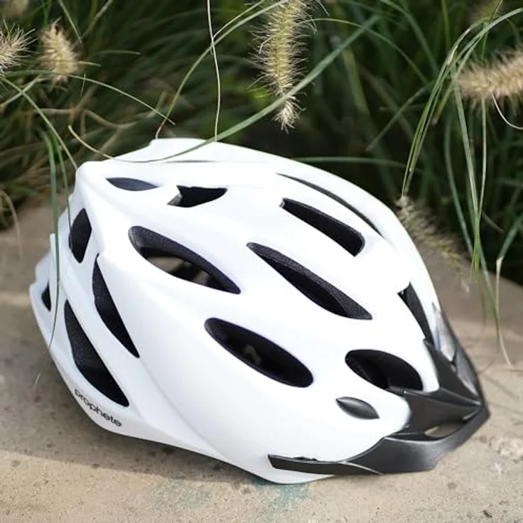 Prophete Erwachsenen-Fahrradhelm INMOLD, Größe 58-61cm, 240g, weiß mit Reflexstreifen – Bild 8
