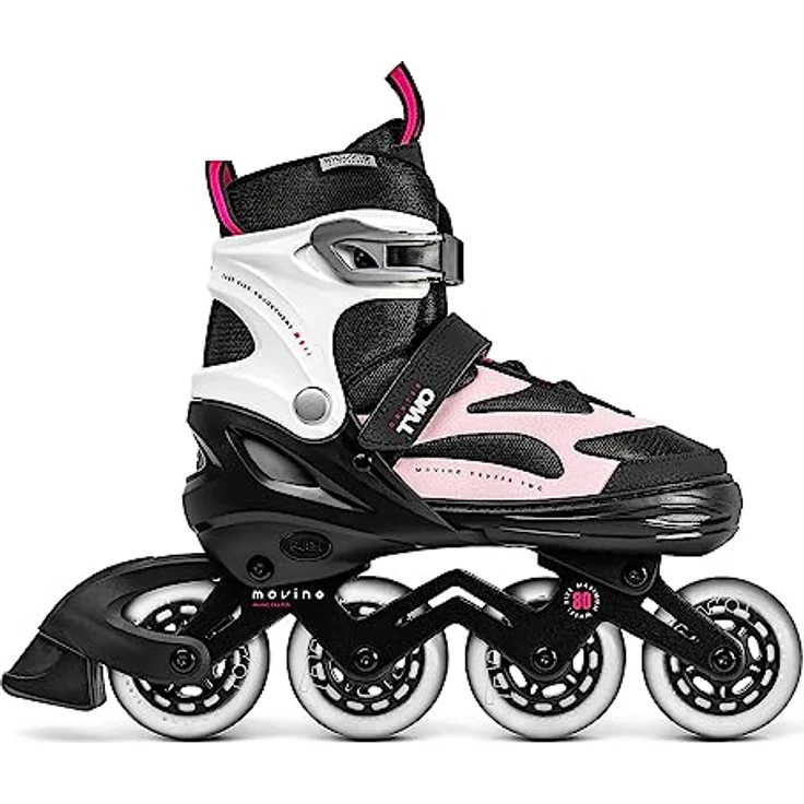 Movino Cruzer Two L, Verstellbare Fitness Inline-skates für Damen, Aluminium-Schiene, 80 mm Rollen, Rosa, ABEC-7 – Bild 3