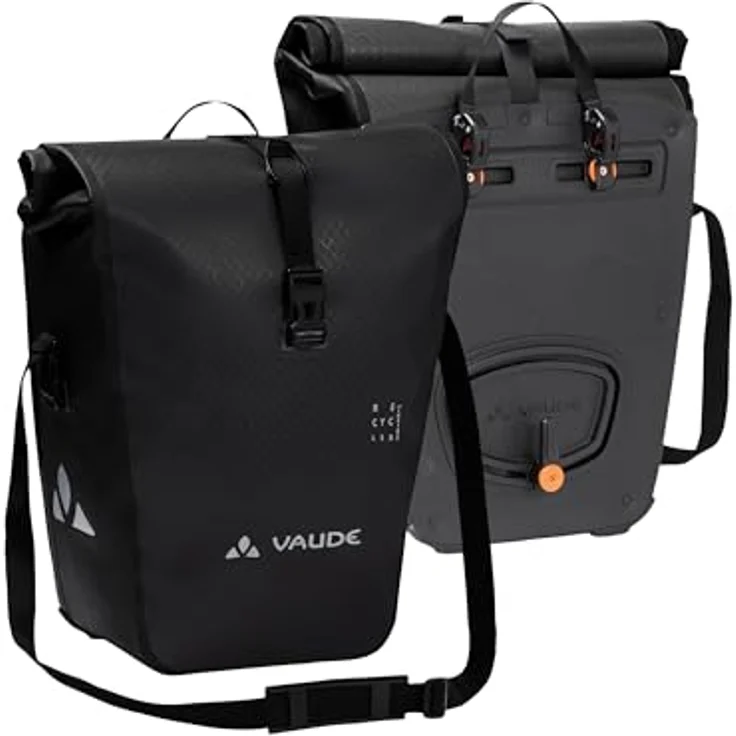 VAUDE Aqua Back recycelt Doppeltasche, Hinterradtasche für Kinderfahrrad, wasserdicht, 48 Liter, schwarz – Bild 2