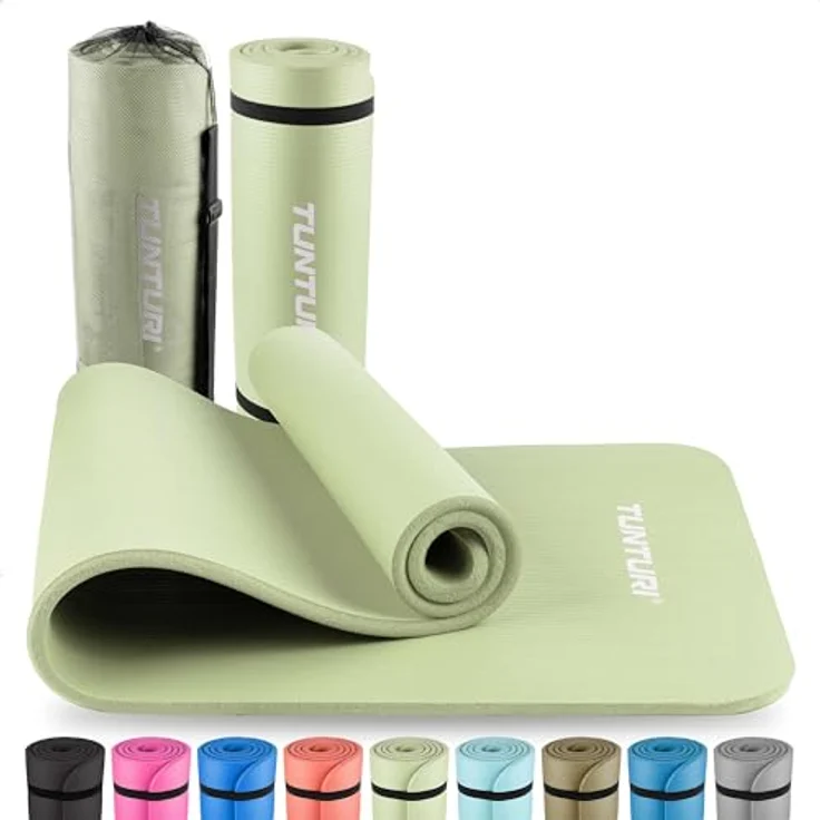 Tunturi NBR-Fitnessmatte, 15 mm, 180 cm x 60 cm, pflegeleicht, inklusive Tragetasche – Bild 1