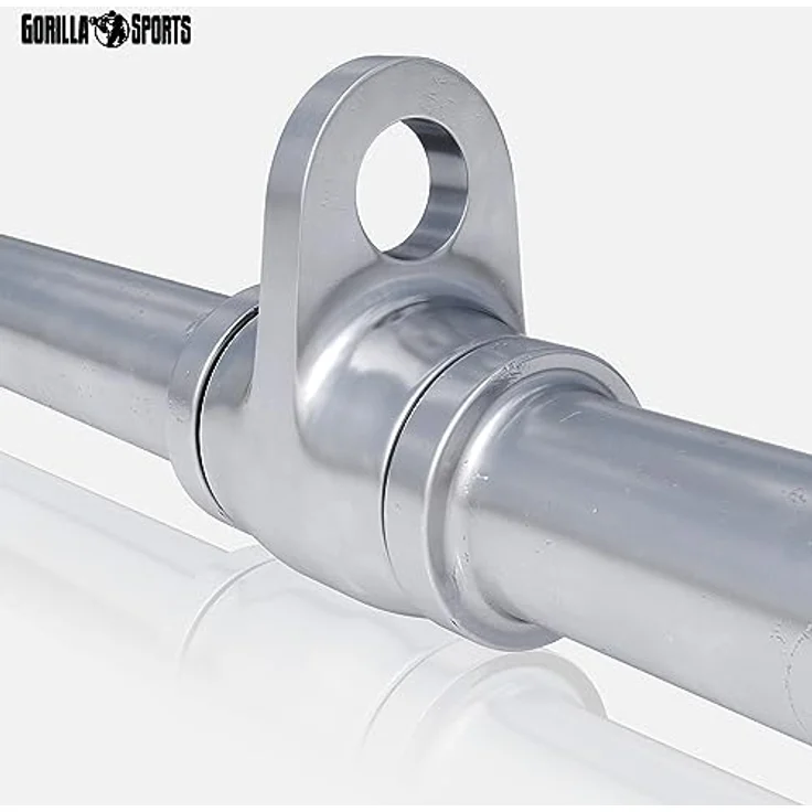 GORILLA SPORTS® Latzugstange - mit Drehgelenk, 118cm, bis 200kg Belastbar, aus Chrom- Kabelzuggriff, Gerade Stange, Trizepsstange, Bizeps Stange, Muskelzugstange – Bild 5