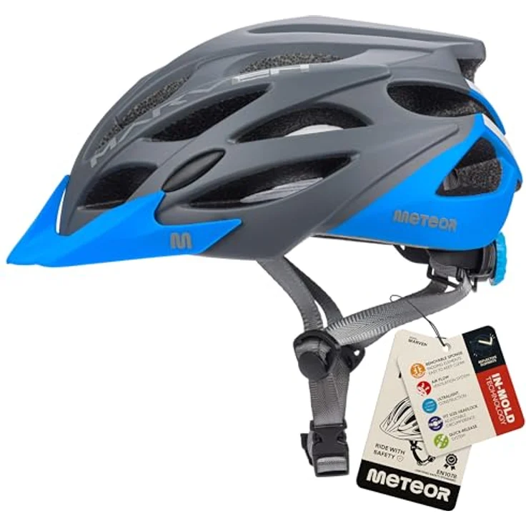 meteor® Marven Fahrradhelm, MTB Rollerhelm für Herren, Damen und Kinder, mit Luftdurchlass- und Fliegennetz-System, anpassbare Passform, hygienisches Innenleben, schnellverschließbare Schnallen – Bild 1