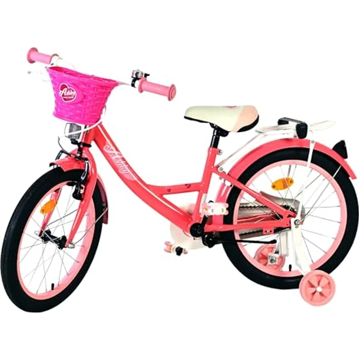 Volare Ashley Kinderfahrrad für Mädchen, 18 Zoll in Rosa/Rot, höhenverstellbarer Sattel und Lenker, integrierter Gepäckträger, Handbremse und Rücktrittbremse – Bild 10