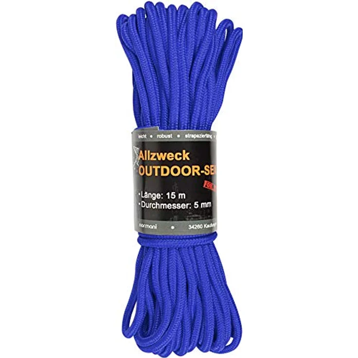 normani Stabiles Polypropylen-Seil, 5mm/60m, belastbar bis 250 kg, blau, abriebfest und wasserabweisend – Bild 1