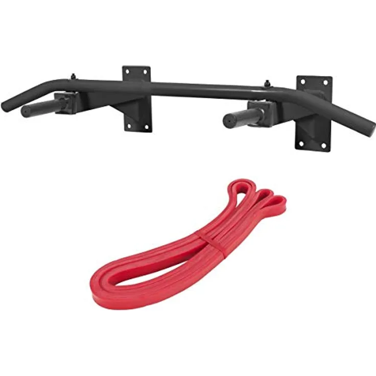 GORILLA SPORTS® Klimmzugstange - Wandmontage, mit 5 rutschfeste Griffe, bis 350 kg Belastbar, aus Stahl, inkl. Montageanleitung und Schrauben, Schwarz/Weiß - Pull Up Bar, Klimmzug Stange, Dip Bar