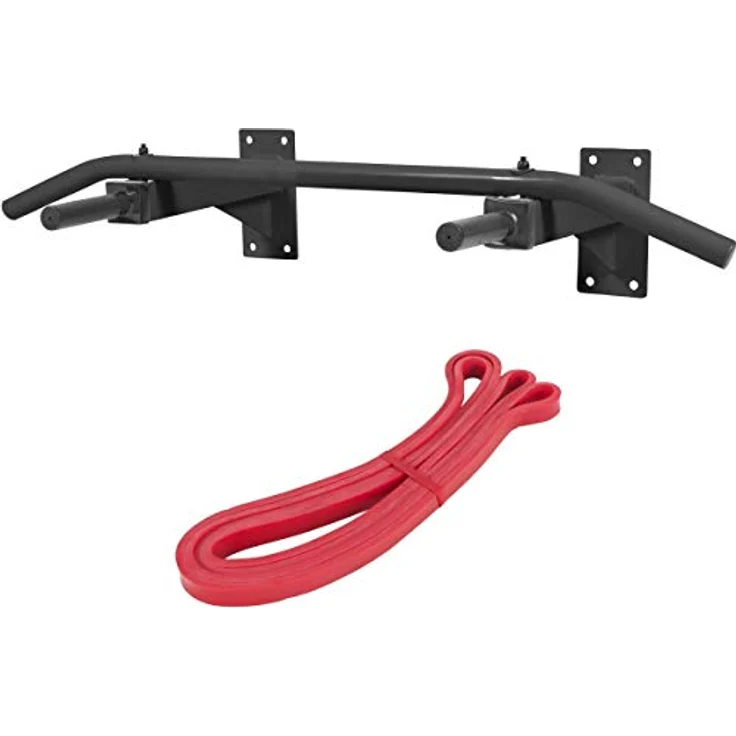GORILLA SPORTS® Klimmzugstange - Wandmontage, mit 5 rutschfeste Griffe, bis 350 kg Belastbar, aus Stahl, inkl. Montageanleitung und Schrauben, Schwarz/Weiß - Pull Up Bar, Klimmzug Stange, Dip Bar – Bild 1
