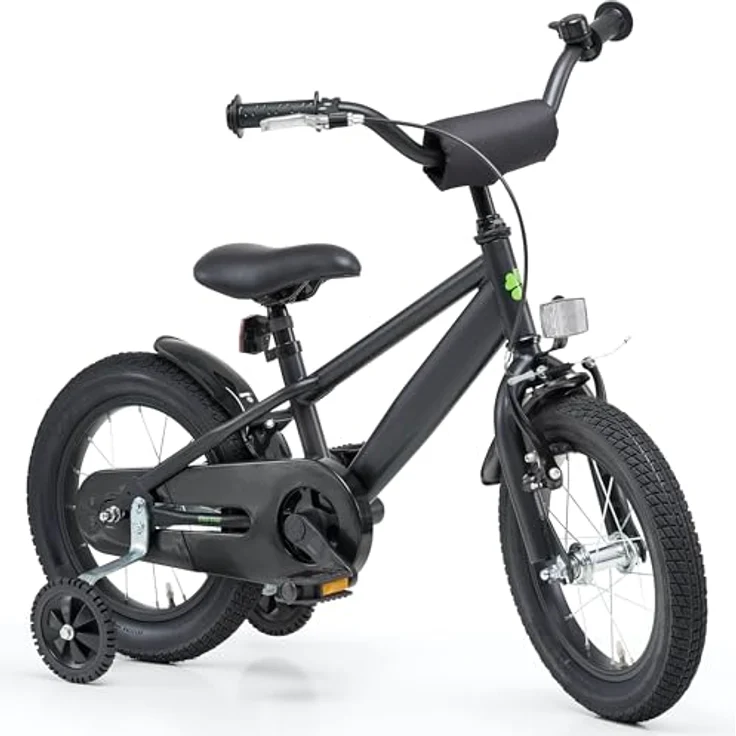 Bachtenkirch Qualitäts Kinderfahrrad 12 Zoll matt Schwarz Jungen Kinderrad Fahrrad ab 3 Jahre, mit Rücktrittbremse und V-Brake, inkl. Stützräder und Klingel – Bild 1