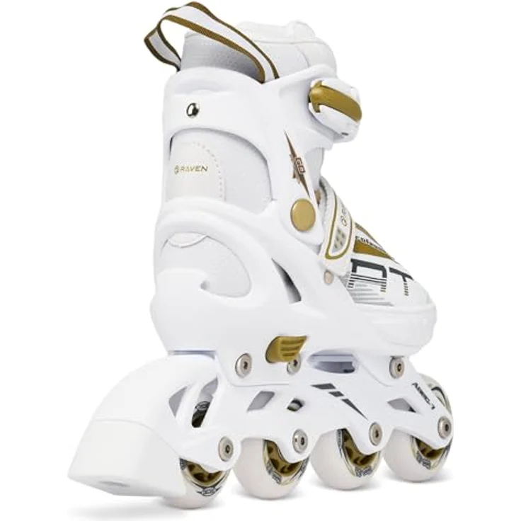 RAVEN Profession Inlineskates, verstellbar 2in1 für Kinder und Erwachsene, White/Gold, Größe 38-42 (25cm-27,5cm) mit Komfort- und Sicherheitsfeatures – Bild 3