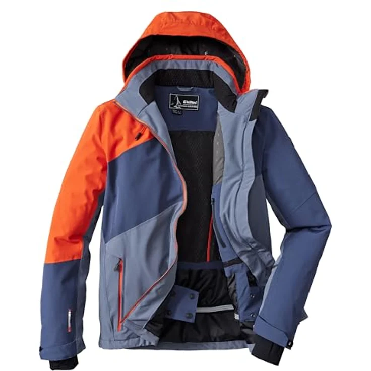 Killtec Ksw 32 Mn Ski Jckt, moderne Colourblock Skijacke, atmungsaktiv, wasserdicht, Farbe Stahl, Größe L – Bild 4