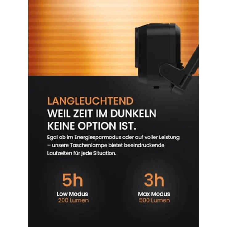 Duracell LED Stirnlampe DH500R Core, 500 Lumen, fokussierbar, 40 m Leuchtweite, Rotlichtfunktion, USB-C wiederaufladbar, spritzwassergeschützt – Bild 4