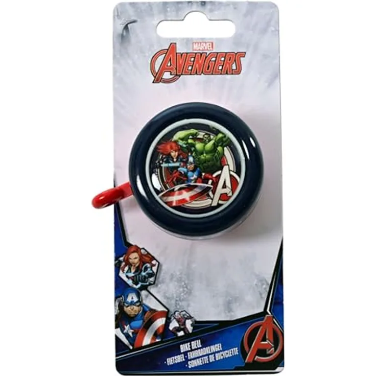 Volare Avengers Fahrradklingel, Klingel für Kinder mit Hulk und Captain America, lauter Klingelton, einfache Montage, robustes Design