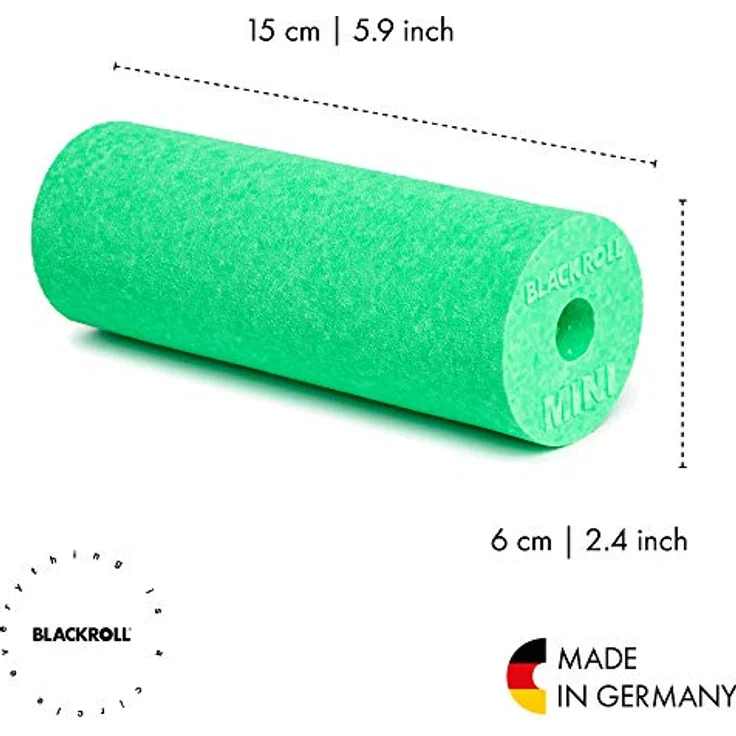 BLACKROLL® MINI Faszienrolle (15 x 5 cm), handliche Massagerolle für Selbstmassage, mittlere Härte, Made in Germany, Grün – Bild 2
