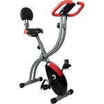 Fjoerdesports Senioren Heimtrainer, faltbarer Fahrradtrainer, Heimtrainer, Fitnessfahrrad LCD Trainingscomputer, klappbarer Hometrainer, inklusive Pulsmessung, 8 Widerstandsstufen (Schwarz-Rot)