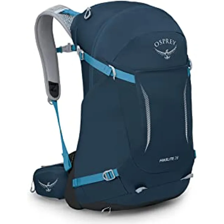 Osprey Hikelite 28 Atlas Blue M/L, Wanderrucksack mit gespannter Mesh-Rückenplatte und praktischem Reißverschlusszugang