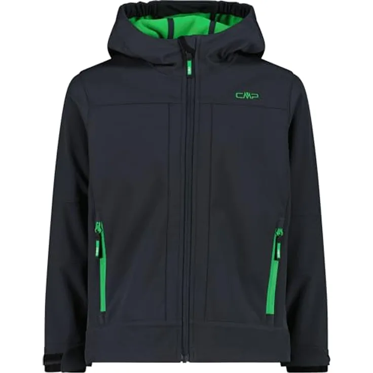 CMP Cmp Boy Softshell Jacket Fix Hood, wetterfeste Skijacke mit Fleece-Innenfutter, Antracite-Deep Mint, Größe 128
